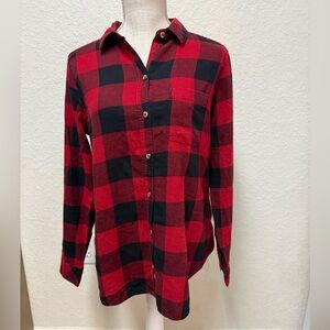 SONOMA Red and Black Buffalo Check Flannel Shirt Size Medium